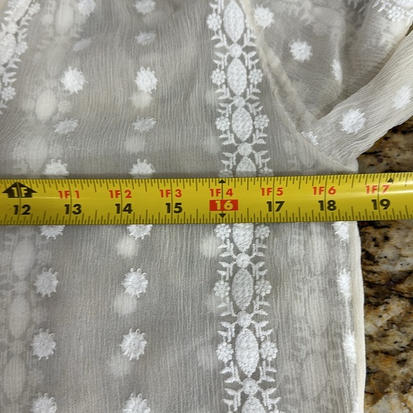 Anthropologie Zoa New York Neve Peasant Ivory Silk Sheer Top Blouse Size L - Picture 9 of 10